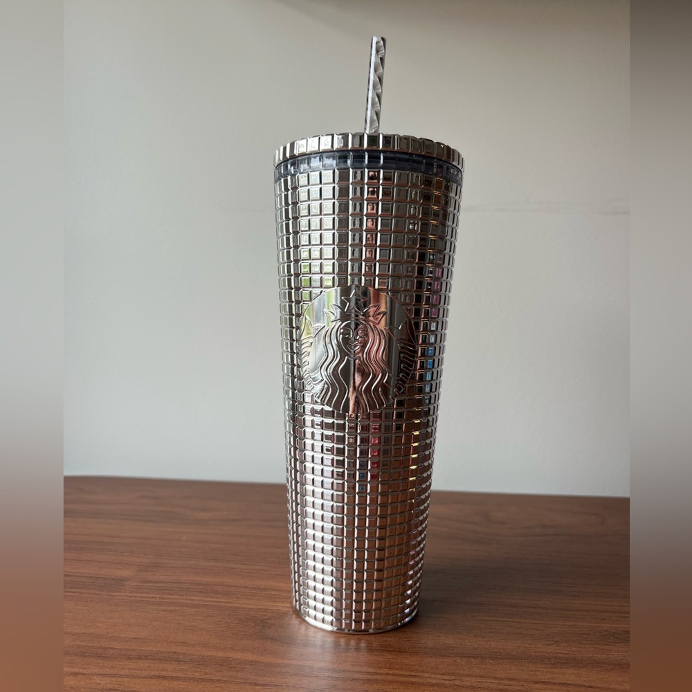 Starbucks 24 oz. Silver Tumbler with Straw